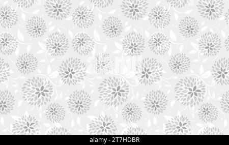 Horizontally And Vertically Repeatable Vector Seamless Monochrome Floral Pattern. Stock Vector