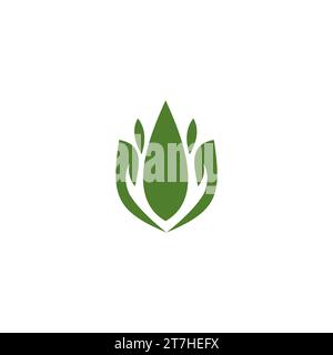Hand Leaf Nature Logo Design Stock Vector