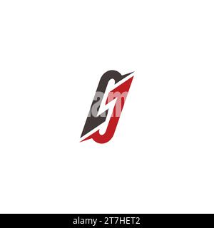 S Logo Simple With Red and Black Color. Letter SG Logo Stock Vector