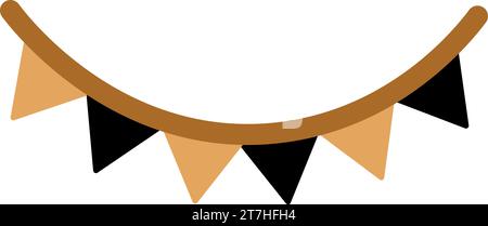 Luxury symbol of garland on string with multi colored flags. Christmas symbol in boho style. Festive New Year vector icon isolated on white background Stock Vector