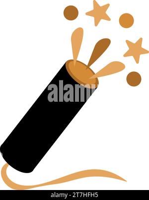 Luxury symbol of firecracker fireworks with flying confetti and sparks. Christmas symbol in boho style. Festive New Year vector icon isolated on white Stock Vector
