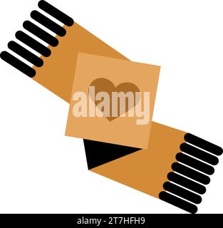 Luxury symbol of warm knitted wool scarf. Christmas symbol in boho style. Festive New Year vector icon isolated on white background for decoration of Stock Vector