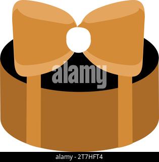 Luxury symbol of round gift box tied with bow. Christmas symbol in boho style. Festive New Year vector icon isolated on white background for decoratio Stock Vector