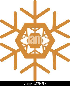 Luxury symbol of simple geometric snowflake. Christmas symbol in boho style. Festive New Year vector icon isolated on white background for decoration Stock Vector