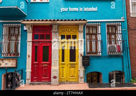 Istanbul, Turkey - October 12, 2023: Exterior of colorful house in Istanbul, Turkey Stock Photo