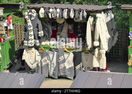 traditional clothes stall in Kustendorf-Drvengrad serbian village, Mokra Gora, Serbia Stock Photo