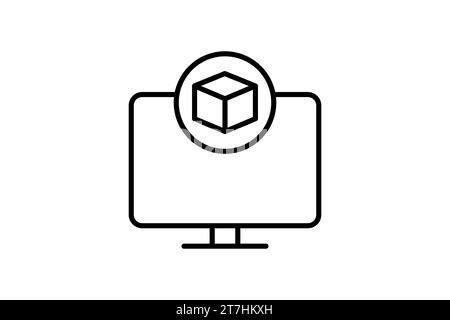 3d screen icon. screen with augmented reality. icon related to 3D display technology. line icon style. simple vector design editable Stock Vector