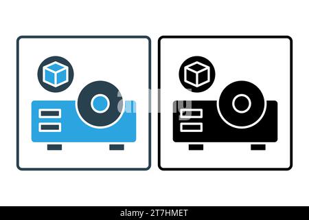 3d screen icon. projector with augmented reality. icon related to 3D display technology. line icon style. simple vector design editable Stock Vector