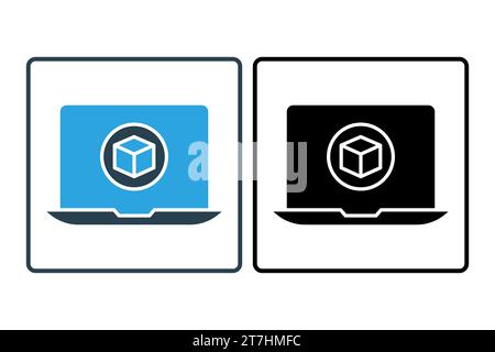 3d screen icon. screen with augmented reality. icon related to 3D display technology. solid icon style. simple vector design editable Stock Vector