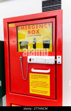 Emergency box at a petrol filling station Stock Photo