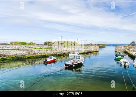 Ballintoy Old Harbour used in Game of Thrones as Iron Island's Lordsport Harbour and the location for the scene of Theon Greyjoy's homecoming in seaso Stock Photo