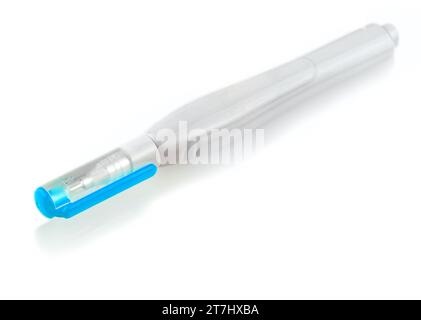 The blue pen corrector isolated on white background with clipping path Stock Photo