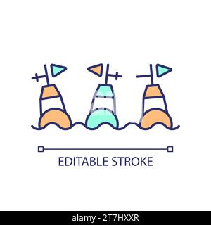 Editable thin line ocean buoy networks icon Stock Vector