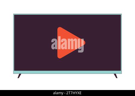 Television with video player 2D linear cartoon object Stock Vector