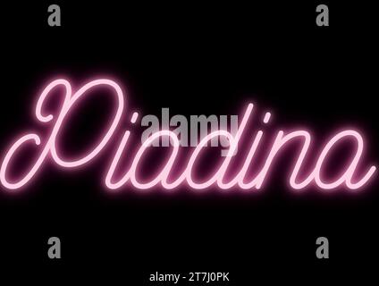 Piadina - neon tubular writing - pink color - black background changeable to other colors or transparent - ideal for menus, photos, boxes, advertising Stock Vector