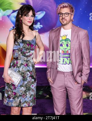 Hollywood, United States. 15th Nov, 2023. HOLLYWOOD, LOS ANGELES, CALIFORNIA, USA - NOVEMBER 15: Zooey Deschanel and Christopher Mintz-Plasse arrive at the Los Angeles Special Screening Of DreamWorks Animation And Universal Pictures' 'Trolls Band Together' held at TCL Chinese Theatre IMAX on November 15, 2023 in Hollywood, Los Angeles, California, United States. (Photo by Xavier Collin/Image Press Agency) Credit: Image Press Agency/Alamy Live News Stock Photo