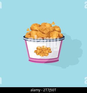 A bucket full of fried chicken is vectored. Stock Vector