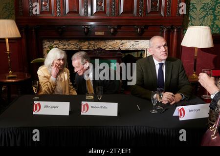 Jilly Cooper, Michael Palin and Bob Cryer at the Oldie Literary Lunch 14-11-23 Stock Photo