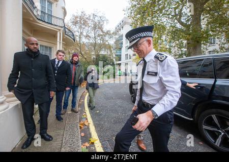 London, England, UK. 16th Nov, 2023. Commissioner of Police of the Metropolis.Sir MARK ROWLEY is seen arriving at Institute of Government ahead of a speech. Rowley is facing pressure from British government over the approach of police force to the pro-Palestine protests, (Credit Image: © Tayfun Salci/ZUMA Press Wire) EDITORIAL USAGE ONLY! Not for Commercial USAGE! Stock Photo