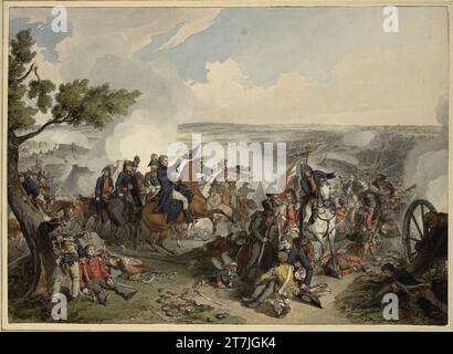 John Augustus Atkinson The Duke of Wellington in the Battle of Waterloo, June 18, 1815. Feder in ink, watercolor, border line after 1815 Stock Photo