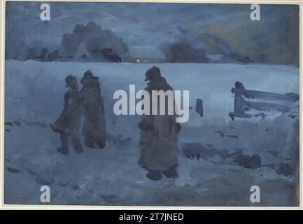 Nocturnal winter landscape with three hikers, Hagengesellschaft ...