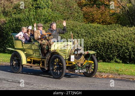 A 1905 Spyker car in the London to Brighton veteran car run event on 5th November 2023, West Sussex, England, UK Stock Photo