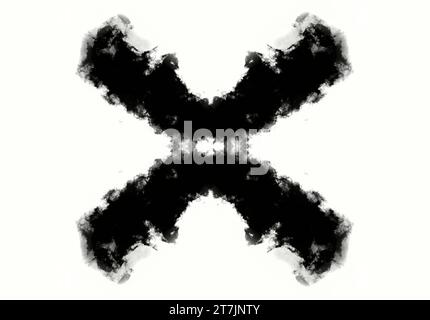 Rorschach test cross made of ink, psychology test card conceptual illustration Stock Photo