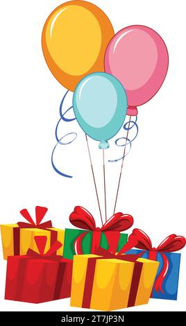 Gift Box With Balloon Vector Stock Vector