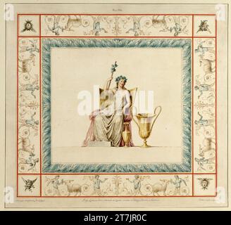 Vincenzo Brenna Illustration boards to the large folio band 'Vestigia delle Terme di Tito e Loro internal pictures': Sitting Bacchantin. Watercolor, cover colors around 1780 Stock Photo