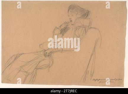 Gustav Klimt Study for "Portrait Marie Henneberg". Black chalk on paper 1901 , 1901 Stock Photo