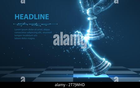 Pawn beats king. Win of AI, chess strategy, digital manager, business competition Stock Vector
