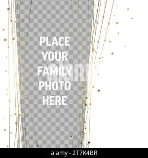 Christmas window vertical white stripe frame layout template with place for your photo. Simple winter layout template for your christmas card, social Stock Vector