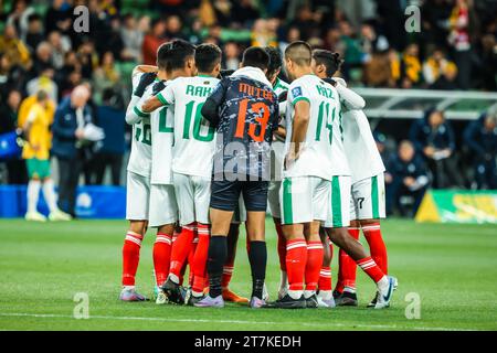 Melbourne, Victoria, Australia. 16th Nov, 2023. MELBOURNE, AUSTRALIA - NOVEMBER 16: Bangladesh team huddle during the 2026 FIFA World Cup Qualifier match between Australia Socceroos and Bangladesh at AAMI Park on November 16, 2023 in Melbourne, Australia (Credit Image: © Chris Putnam/ZUMA Press Wire) EDITORIAL USAGE ONLY! Not for Commercial USAGE! Stock Photo