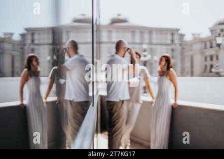 Diverse group of e-commerce professionals strategizing outdoors, analyzing data, and targeting audiences to boost online retail success. Stock Photo