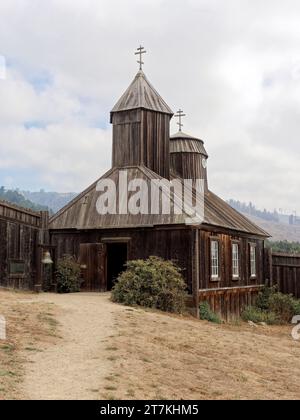 Fort Ross lies north of Jenner and was established by the Russian-American Company during Russian settlement along California's Pacific coast. Stock Photo