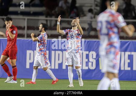 Manila, Philippine. 16th Nov, 2023. Manuel Ott (3rd L) of the Philippines reacts during the 2026 World Cup qualifying match between the Philippines and Vietnam in Manila, the Philippine, on Nov. 16, 2023. Credit: Rouelle Umali/Xinhua/Alamy Live News Stock Photo