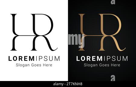 Luxury Initial HR or RH Monogram Text Letter Logo Design Stock Vector
