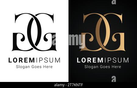 Luxury Initial GG Monogram Text Letter Logo Design Stock Vector