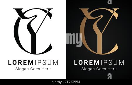 Luxury Initial YC or CY Monogram Text Letter Logo Design Stock Vector
