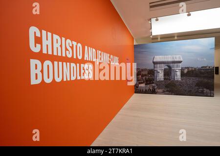 Saatchi Gallery, London, UK. 14th Nov, 2023. Christo and Jeanne-Claude: Boundless exhibition take a retrospective look at the career and achievements of artistic collaborators and life partners Christo and Jeanne-Claude and runs from 15 Nov 2023 - 22 Jan 2024. Credit: Malcolm Park/Alamy Live News Stock Photo