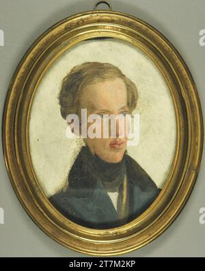 Ferdinand Georg Waldmüller Franz Carl, Archduke of Austria (1802-1878), in blue skirt and with black neck band. Oil sketch on paper. Bent corners. In the original brass frame. around 1838 Stock Photo