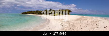 panoramic beach scene on cocos island off the coast of Rodrigues island. also known as Ile aux Cocos Stock Photo