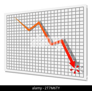 Vector illustration of a downward arrow symbolizing economic decline, recession, and financial downturn Stock Vector