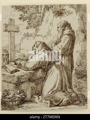 Joseph Bergler der Jüngere (The Younger) Hermit in front of the cross. Feather 1806 , 1806 Stock Photo