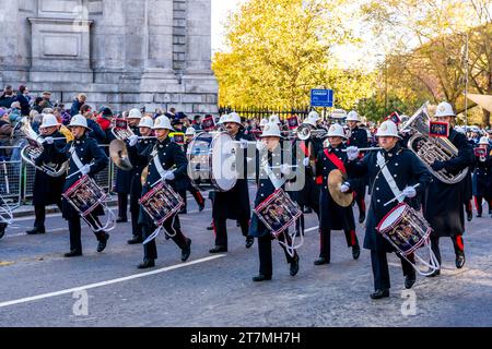 The Band of His Majesty's Royal Marines Commando Training Centre Take Part In The Lord Mayor's Show, London, UK Stock Photo