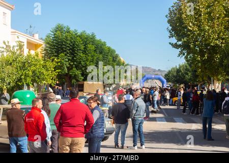 PURCHENA, SPAIN - 05 NOVEMBER 2023 Car show party on the main street of Avenue del Almanzora in Purchena, Spain Stock Photo