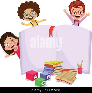 teacher reading books in class with students Stock Vector