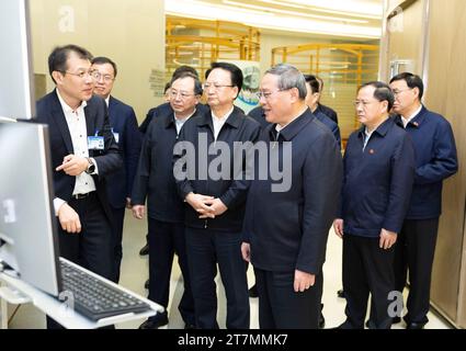 Changchun, China's Jilin Province. 15th Nov, 2023. Chinese Premier Li Qiang, also a member of the Standing Committee of the Political Bureau of the Communist Party of China Central Committee, visits a research institute at the Chinese Academy of Sciences in Changchun, northeast China's Jilin Province, Nov. 15, 2023. Li made an inspection tour in northeast China's Heilongjiang and Jilin provinces from Tuesday to Thursday. Credit: Huang Jingwen/Xinhua/Alamy Live News Stock Photo