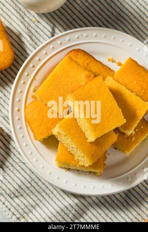 Homemade Baked American Corn Bread with Butter Stock Photo
