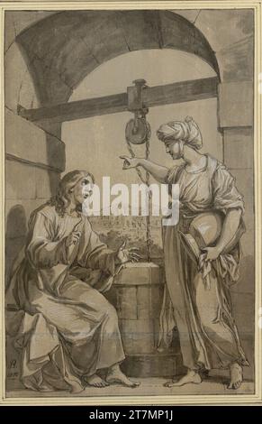 Joseph Bergler der Jüngere (The Younger) Jesus and the Samaritan. Feder, ink, brown laved, whipped white 1800 , 1800 Stock Photo